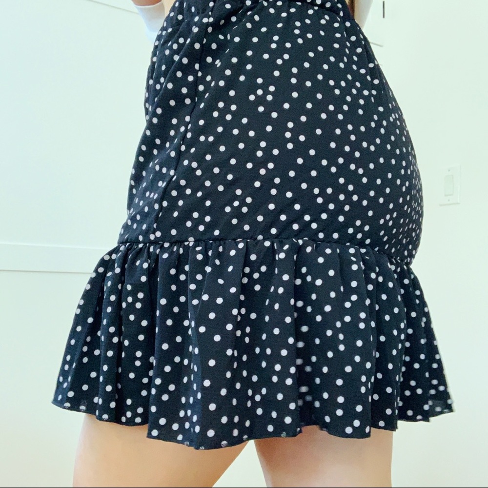 PLT Black Polka Dot Frill Hem Skirt Size 12